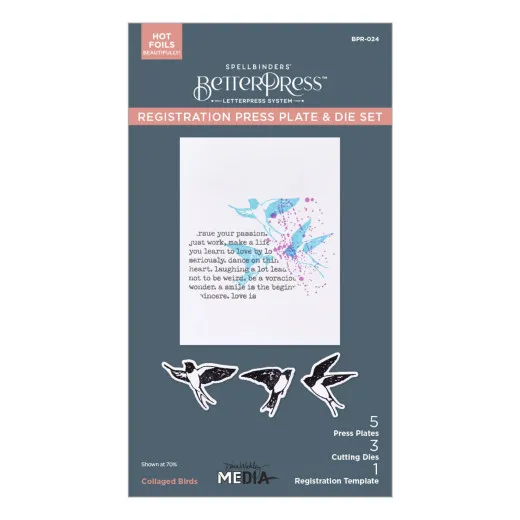 BetterPress Plate & Die Set - Collaged Birds
