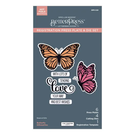 BetterPress Plate & Die Set - Wildflowers - Butterfly Silhouettes Registration