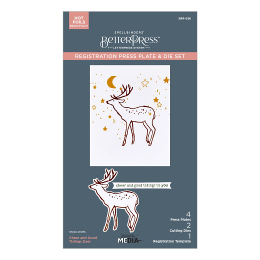 BetterPress - Registration Press Plate & Die Set - Starry Holiday - Cheer and Good Tidings Deer