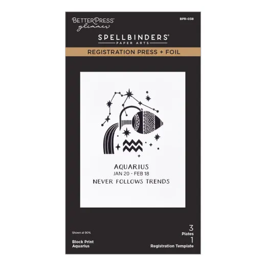 BetterPress - Registration Press & Foil Plate - Block Print Zodiacs - Aquarius