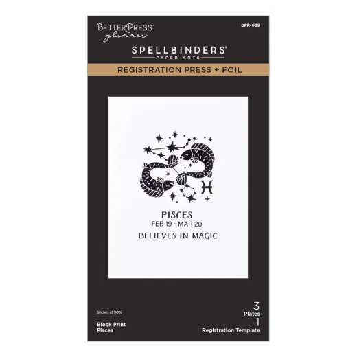 BetterPress - Registration Press & Foil Plate - Block Print Zodiacs - Pisces