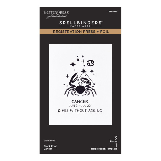 BetterPress - Registration Press & Foil Plate - Block Print Zodiacs - Cancer