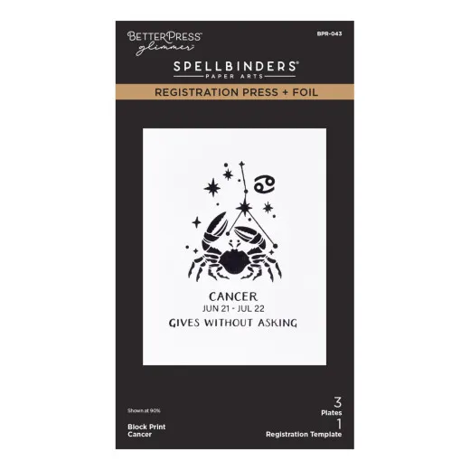 BetterPress - Registration Press & Foil Plate - Block Print Zodiacs - Cancer