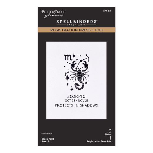 BetterPress - Registration Press & Foil Plate - Block Print Zodiacs - Scorpio
