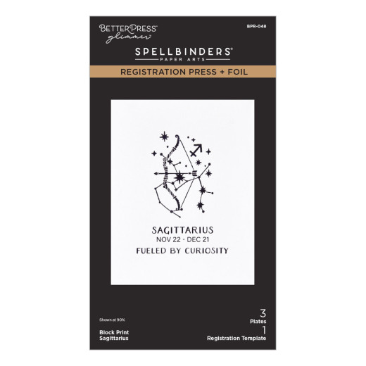 BetterPress - Registration Press & Foil Plate - Block Print Zodiacs - Sagittarius