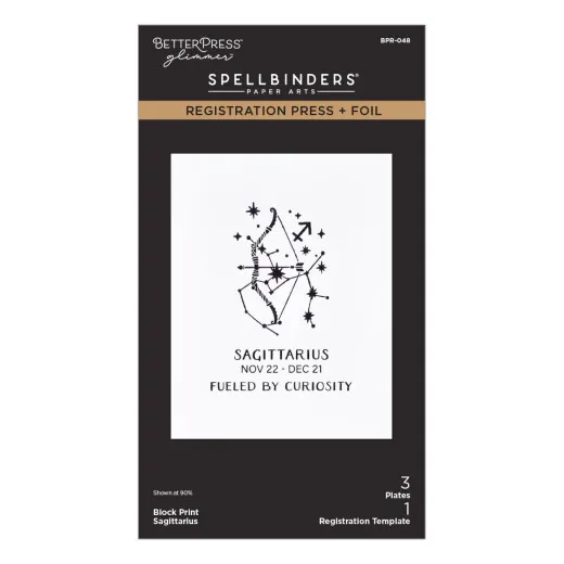 BetterPress - Registration Press & Foil Plate - Block Print Zodiacs - Sagittarius