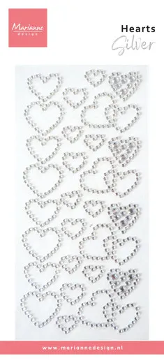 Decorative Pearls - Hearts - Rhinestones Silver