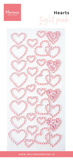 Decorative Pearls - Hearts - Rhinestones Light Pink