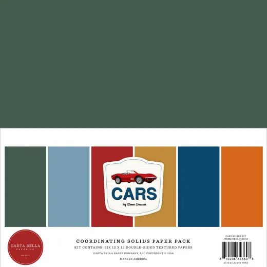 Cars - 12x12 Coordination Solids Paper Pack