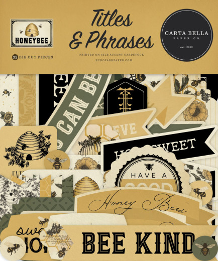 Carta Bella - Die Cut Pieces - Honey Bee - Titles & Phrases