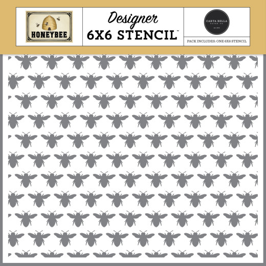 Carta Bella 6x6 Stencil - Honey Bee - Swarm Of Bees