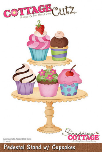 Cottage Cutz Die - Pedestal Stand w/ Cupcakes