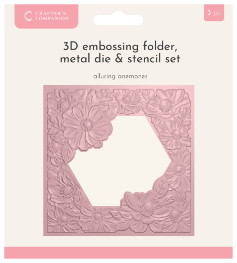 3D Embossing Folder, Cutting Die & Stencils Set - Macro Aperture Folders - Alluring Anemones