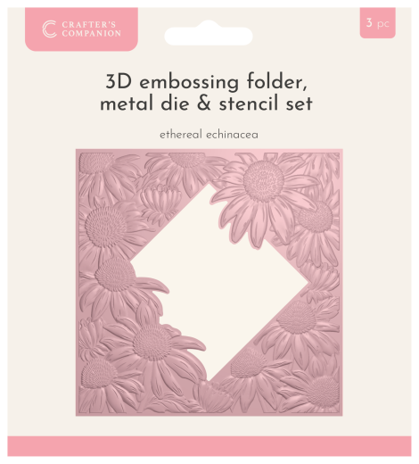 3D Embossing Folder, Cutting Die & Stencils Set - Macro Aperture Folders - Ethereal Echinacea