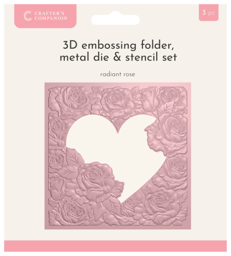 3D Embossing Folder, Cutting Die & Stencils Set - Macro Aperture Folders - Radiant Rose