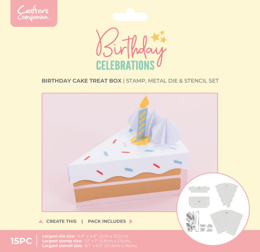 Stamp, Die and Stencil Set - Birthday Celebrations - Birthday Cake Treat Box