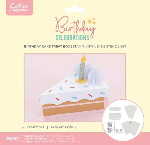 Stamp, Die and Stencil Set - Birthday Celebrations - Birthday Cake Treat Box