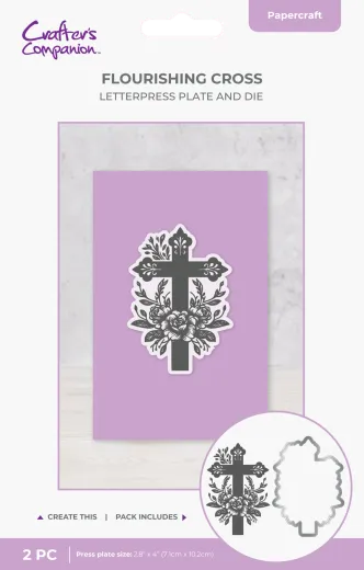Clear Stamp & Cutting Die - Faithful Celebrations - Orante Floral Cross