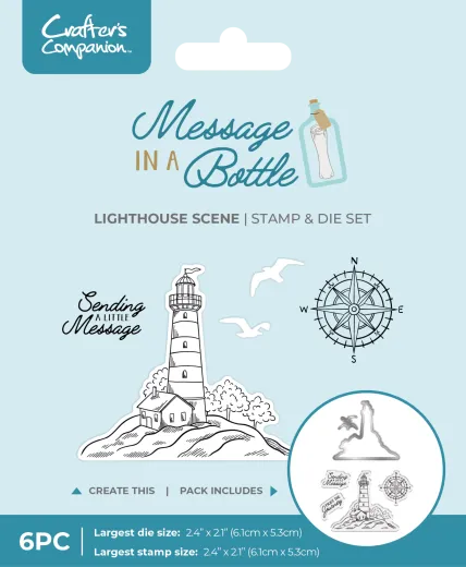 Stamp and Die Set - Message in a Bottle - Lighthouse Scene