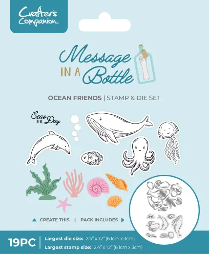 Stamp and Die Set - Message in a Bottle - Ocean Friends