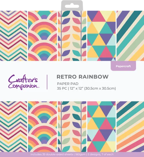 Retro Numbers - 12x12 Paper Pad - Retro Rainbow