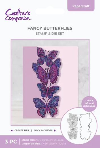 Clear Stamp & Cutting Die - Vertical Edge - Butterfly Cluster