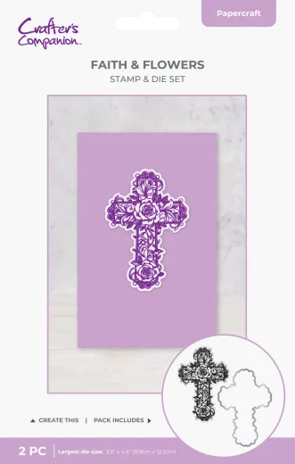 Clear Stamp & Cutting Die - Faithful Celebrations - Floral Cross