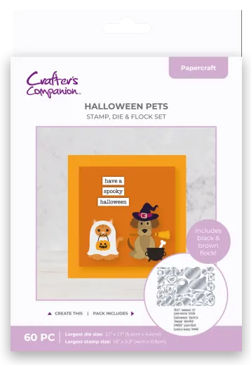 Stamp, Die & Flock Set - Halloween Pets