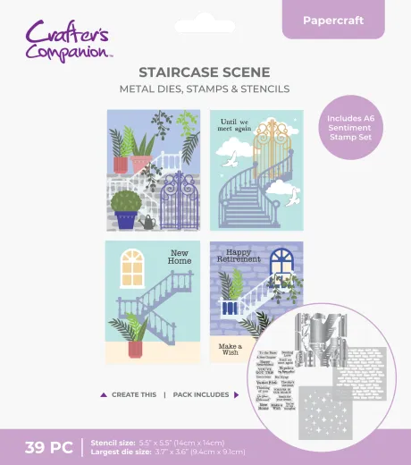 Stamp, Die and Stencil Set - Staircase Scene