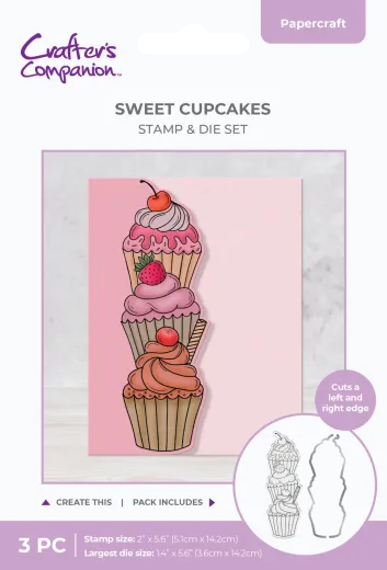 Clear Stamp & Cutting Die - Vertical Edge - Cupcake Stack