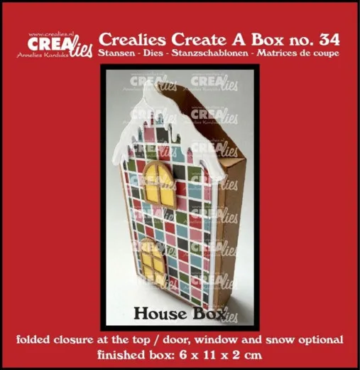 CREAlies Create A Box - No. 34 - Flat Box House with Door, Window and Snow
