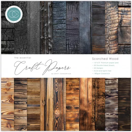 Essential Craft Papers - 12x12 Paper Pad - Scorched Wood