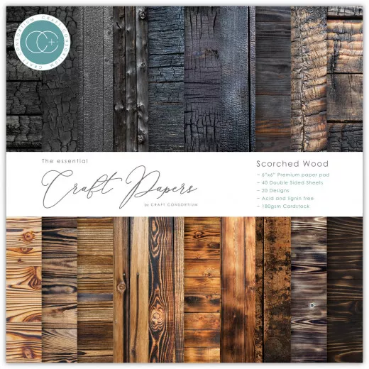 Essential Craft Papers - 6x6 Paper Pad - Scorched Wood