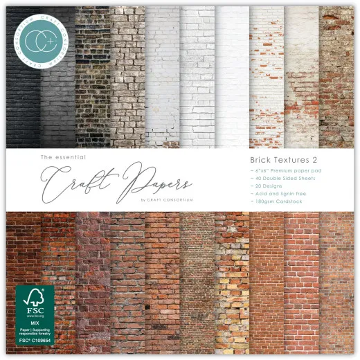 Essential Craft Papers - 6x6 Paper Pad - Brick Textures 2