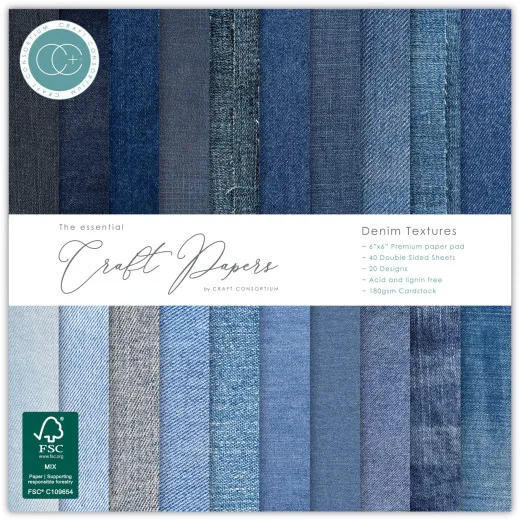 Essential Craft Papers - 6x6 Paper Pad - Denim Textures