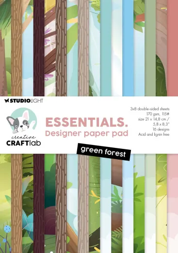 Studio Light - A5 Designer Paper Pad - Green Forest