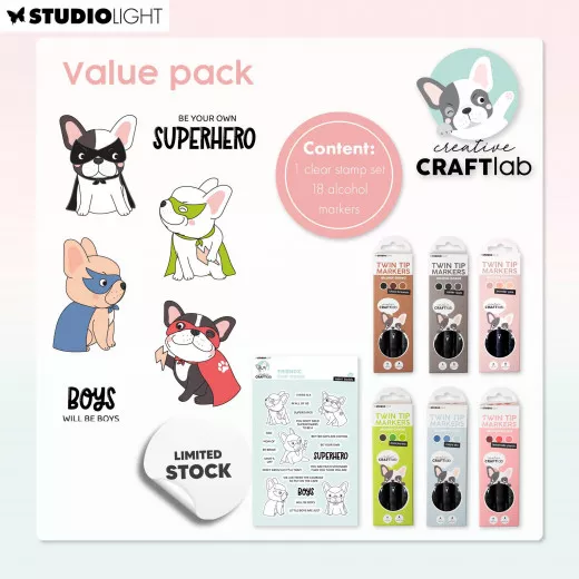 Studio Light Value Pack - Clear Stamp Set + Twin Tip Markers