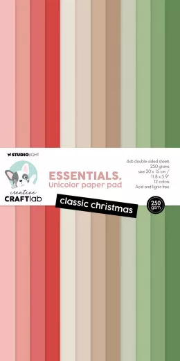 Studio Light - Unicolor Paper Pad - Christmas Essentials Nr. 221 - Classic Christmas