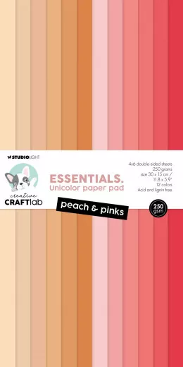 Studio Light - Unicolor Paper Pad - Essentials Nr. 292 - Peach & Pinks