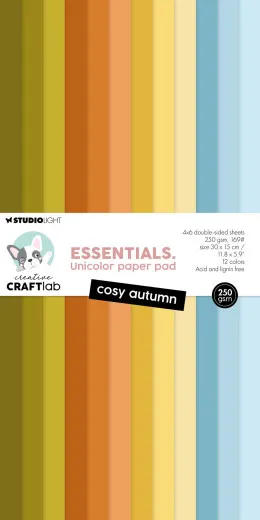 Studio Light 6x12&quote; Unicolor Paper Pad - Essentials Nr. 380 - Cosy Autumn