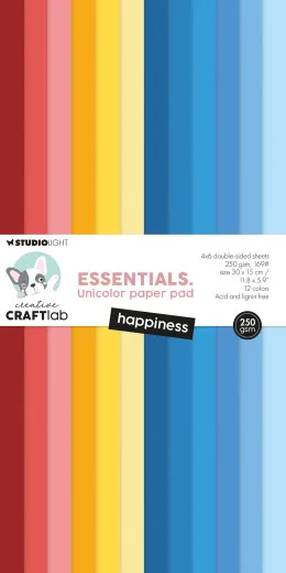 Studio Light 6x12&quote; Unicolor Paper Pad - Essentials Nr. 389 - Happiness