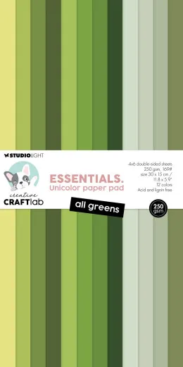 Studio Light 6x12&quote; Unicolor Paper Pad - All Greens
