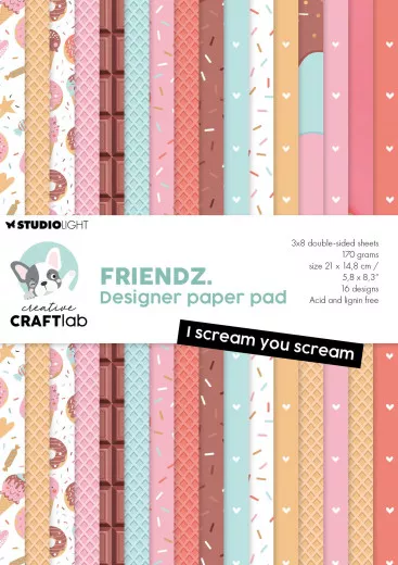 Studio Light A5 Paper Pad - Friendz Nr. 191 - I Scream You Scream