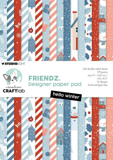 Studio Light - A5 Designer Paper Pad - Friendz - Hello Winter