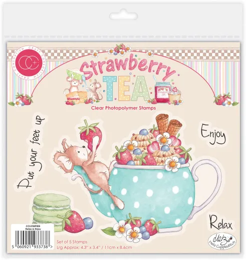 Clear Stamps - Strawberry Tea - Relax & Enjoy