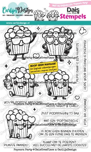 CarlijnDesign Clear Stamps - Popcorn Party by DaisCreaPlace