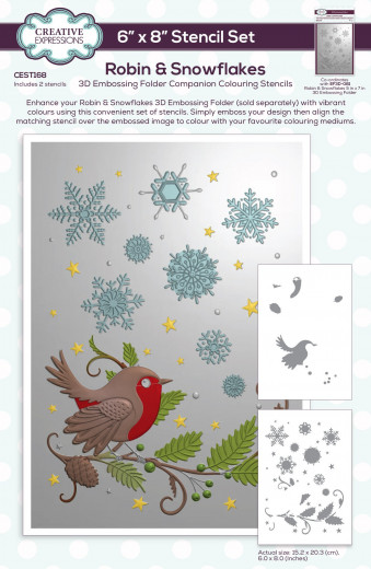 Creative Expressions - Companion Colouring Stencil - Robin & Snowflakes