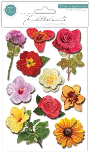 3D Decoupage Stickers - Flowers