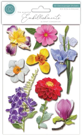 3D Decoupage Stickers - Flowers