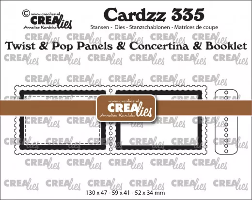 CREAlies Cardzz - Nr. 335 - Twist & Pop A7 Panels & Concertina Card & Booklet Postage Stamp